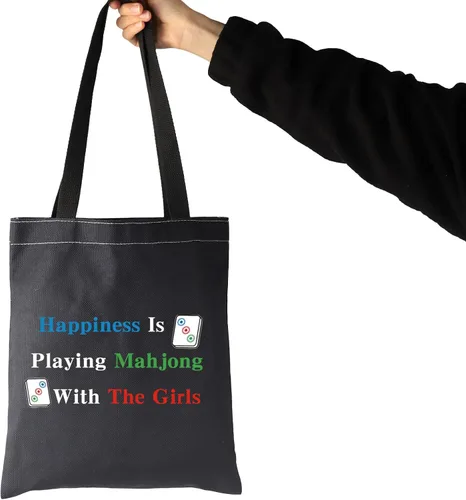 Miniatura 4 de JXGZSO La felicidad del bolso de compras de Mahjong está jugando al bolso del juego de mesa de Mahjong para el jugador afortunado de Mahjong