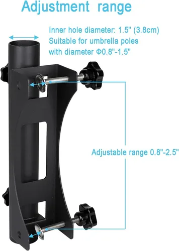 Miniatura 7 de Soporte resistente para sombrilla de patio al aire libre, clip fijo, abrazadera ajustable para sombrilla con perilla giratoria de mano