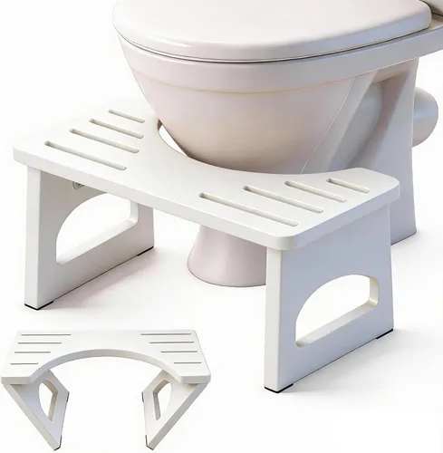 Miniatura 12 de JACNITAD Taburete de inodoro plegable, taburete de 7 pulgadas para baño, taburete de inodoro de bambú para adultos, taburete plegable