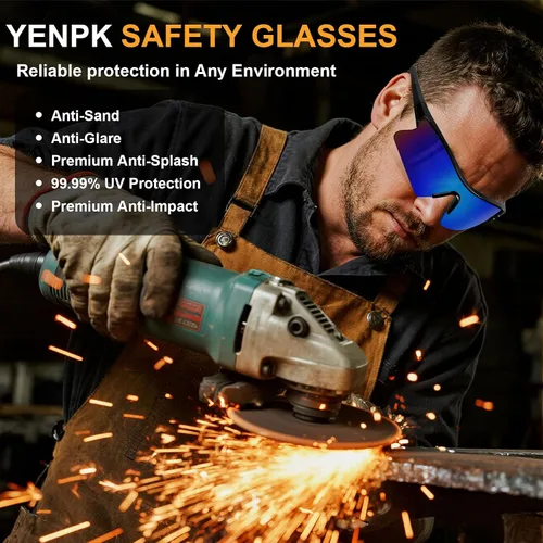 Miniatura 6 de Gafas de seguridad con protección UV para hombres, antiarañazos, conformes a ANSI z87+, gafas protectoras de goma antideslizante con patillas