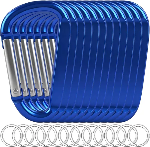 Miniatura 16 de 12 clips de mosquetón para llavero, clip de aluminio de 3 pulgadas, hebilla de gancho de mosquetón sin bloqueo en forma de anillo D, herramienta