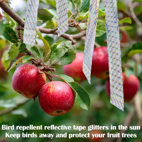 Miniatura 6 de RAINFLOW Cinta reflectante para asustar pájaros, 2 rollos de cinta reflectante de 300 pies para exteriores, cinta brillante de doble cara