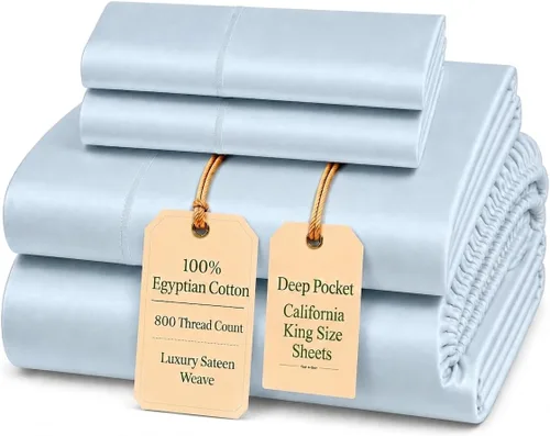 Miniatura 11 de Sábanas Twin XL 100% Algodón Para Cama Twin, Juego de Sábana Bajera Totalmente Elástica y Fundas de Almohada 800TC, Sábanas de Bolsillo Profundo 06