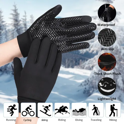 Miniatura 5 de EEFOW Guantes impermeables para pantalla táctil de invierno para niños guantes deportivos ligeros y cálidos para clima frío para niños de 6 a 12