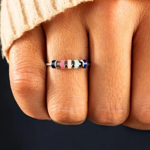 Miniatura 2 de STORYJEWELLERY Anillo giratorio, anillos de plata de ley 925 para la ansiedad para mujer, anillo giratorio, anillos de plata silenciosos