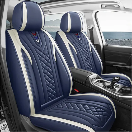 Miniatura 4 de Juego completo de fundas de cuero de lujo para asiento de automóvil, ajuste universal para 5 asientos (Bk-Pink 01)