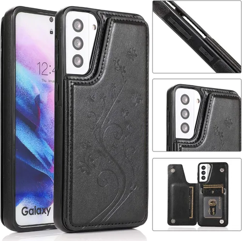 Miniatura 3 de Funda de teléfono para Samsung Galaxy S21 Plus Glaxay S21+ 5G con protector de pantalla de vidrio templado, tarjetero y tarjetero con soporte