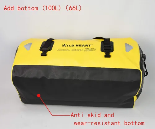 Miniatura 6 de WILD HEART Bolsa de lona impermeable para motocicleta, PVC500D, doble parte inferior, con correas de cuerda y bolsillo interior, 40L, 66L, 100L, 66L