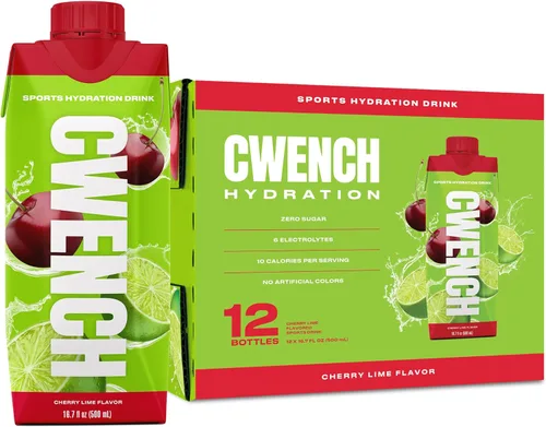 Miniatura 10 de CWENCH HYDRATION Bebida deportiva con electrolitos lista para beber, sabor a frambuesa azul, bebida de hidratación sin azúcar con vitaminas B, 6