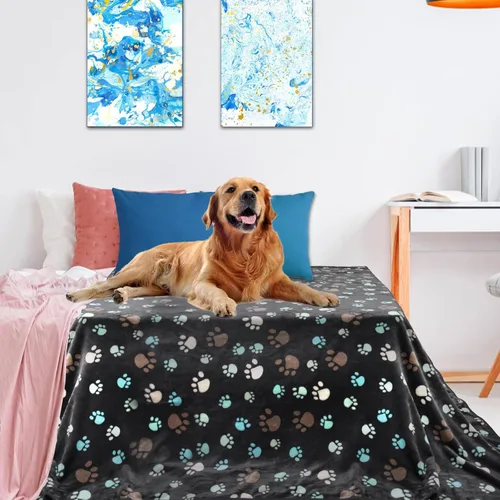 Miniatura 28 de Rezutan Mantas para Perros Grandes, Mantas de Franela para Perros y Gatos Lavables, Suave Manta para Mascotas y Funda para Jaula de Perro, Lindo