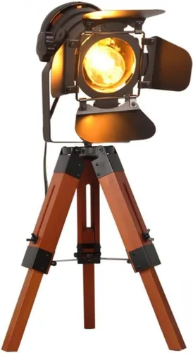 Decoluce Lámpara de Pie Industrial con Trípode de Mesa Madera Vintage Reflector de Búsqueda de Cine Accesorios de Iluminación de Pie Foco Náutico