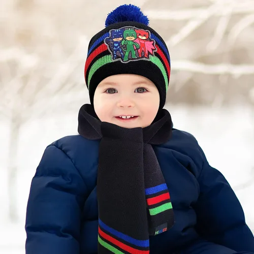 Miniatura 2 de PJ Masks Conjunto de sombrero, bufanda y mitones de invierno para niños de 2 a 4 años o sombrero, bufandas y guantes para niños de 4 a 7 años