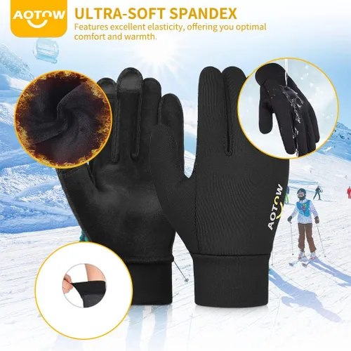 Miniatura 4 de Guantes deportivos cálidos de invierno para niños, clima frío, resistente al agua, para niños de 4 a 12 años, color negro
