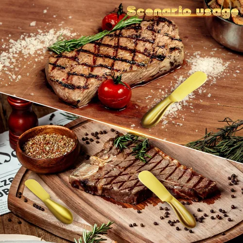 Miniatura 7 de Cuchillo de Mantequilla Cuchillo Esparcidor de Mantequilla Cuchillo de Mantequilla Dorado Juego de 4 Cuchillos Esparcidores de Queso Cuchillos