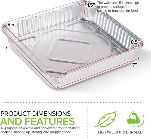 Miniatura 3 de Stock Your Home Sartenes de papel de aluminio de 9 x 9, borde de 8.75 pulgadas de largo (paquete de 30 unidades) latas cuadradas para horno