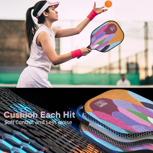 Miniatura 4 de YC DGYCASI Juego de 2 palas de pickleball aprobadas por USAPA 2026, raquetas ligeras de fibra de vidrio para pickleball, paquete de 2, 2 pelotas
