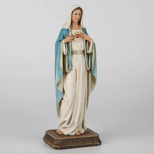 Miniatura 4 de Estatua de María de corazón inmaculado católico de BC, 10 pulgadas de alto, figura de la Virgen María para altar, santa madre con soporte