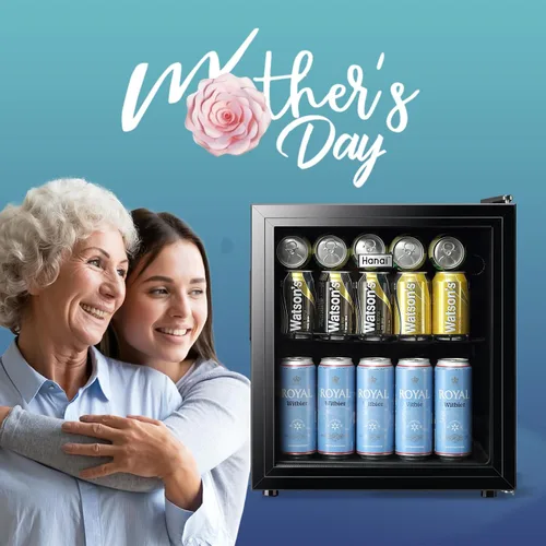 Miniatura 8 de WANAI Mini refrigerador de 60 latas, refrigerador de bebidas, puerta de vidrio, enfriador de bebidas para cervezas, exprimidor de vino, estantes