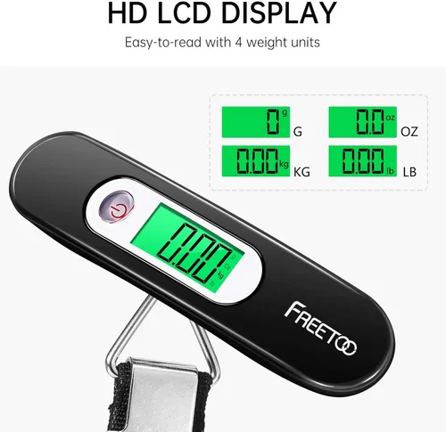Miniatura 4 de FREETOO Báscula de equipaje portátil digital para maleta báscula de viaje con función de tara capacidad de 110 libras
