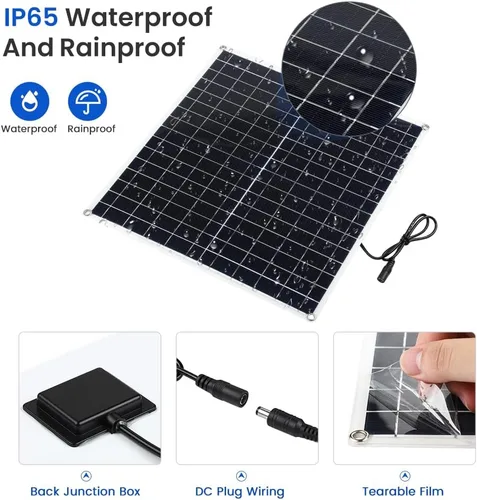 Miniatura 3 de Ventilador solar, 20 W, resistente a la intemperie, ventilador solar con ventilador de CC para gallineros pequeños, invernaderos, cobertizos, casas