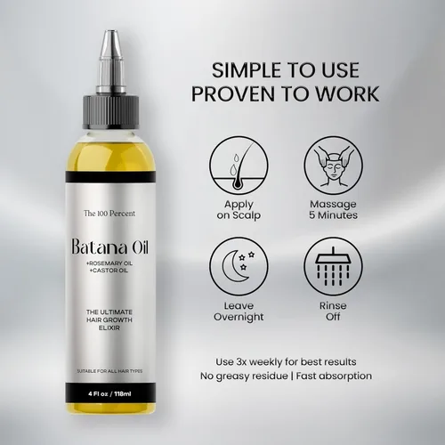 Miniatura 4 de Aceite de batana para el crecimiento del cabello, 4 onzas líquidas, aceite para el crecimiento del cabello infundido con aceite de romero, aceite
