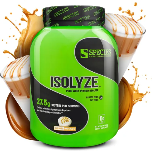 Miniatura 9 de Species Nutrition Isolyze - Proteína de suero en polvo, 100% aislado de suero de leche para construcción muscular, 0.71 oz de proteína por