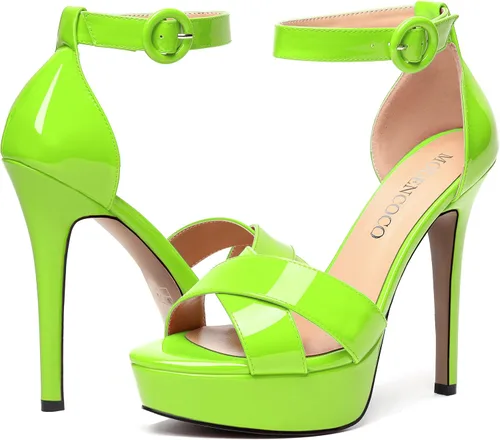 Miniatura 118 de MODENCOCO Sandalias de boda con correa de tobillo sexy para mujer, con plataforma y puntera abierta, tacón de aguja y tacón alto, zapatos de vestir
