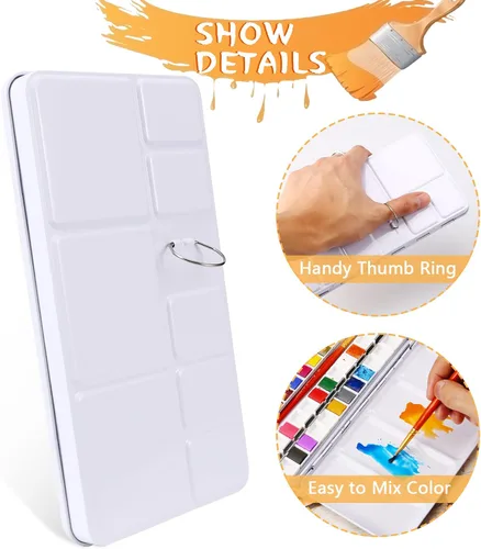 Miniatura 3 de MYARTOOL Paleta de Acuarela Vacía, Estuche de Pintura de Paleta de Lata de Acuarela Vacía con 48 Medias Bandejas de Acuarela para Paleta de Acuarela