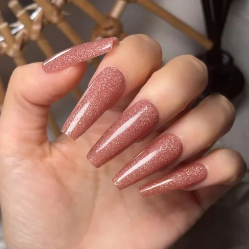 Miniatura 10 de WOOYAS - Uñas postizas cortas a presión, color nude brillante, uñas postizas de otoño de ataúd mediano, juego de 24 uñas postizas reutilizables