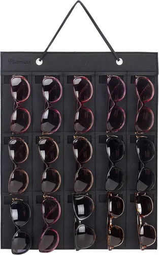 Pacmaxi - Organizador de lentes de sol con bolsillos, organizador de pared por Sunglasses, soporte de almacenamiento colgante para lentes, exhibidor