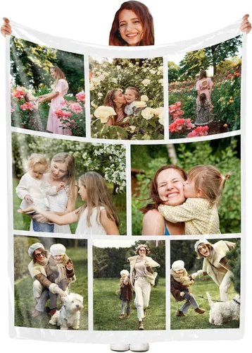 Miniatura 18 de Manta personalizada con foto, manta de collage personalizada con tu propia imagen, fabricada en Estados Unidos, regalo para ella, él, mujeres
