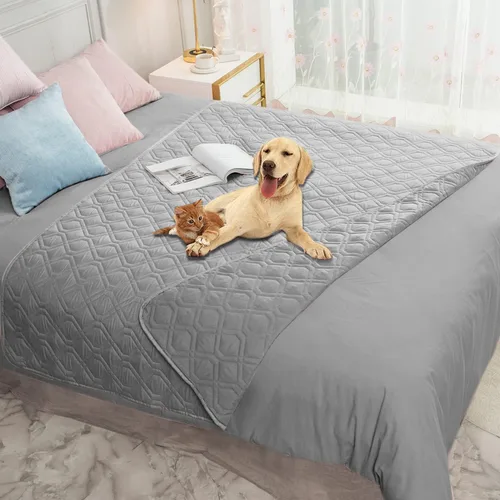 Miniatura 141 de Ameritex Funda Impermeable para Cama de Perro Manta para Mascotas para Muebles Cama Sillón Sofá Reversible Azul marino+azul piedra