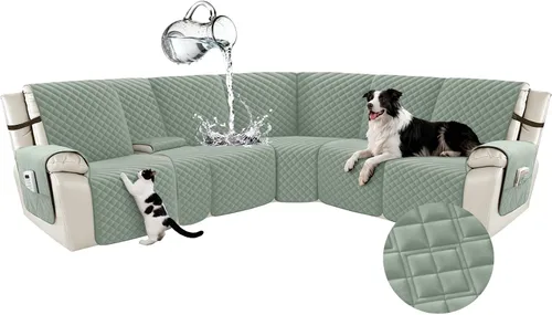 Miniatura 76 de Arfntevss Fundas para sofá seccional reclinable para sofá seccional en forma de L, funda antideslizante lavable para sofá reclinable con forma de L