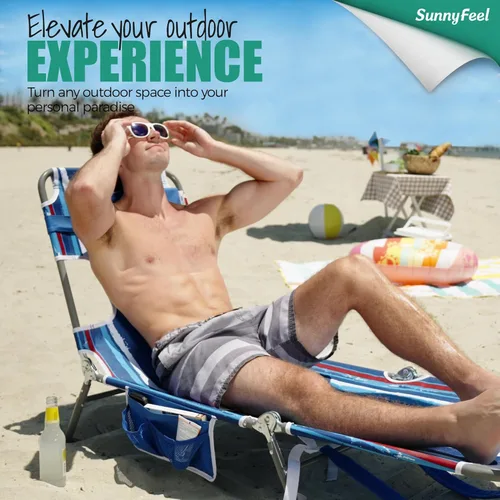 Miniatura 3 de Silla de salón de playa SunnyFeel para adultos con agujero para la cara, sillas de playa reclinables con mochila, silla de bronceado boca abajo