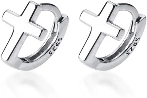 Aretes de aro de plata de ley con cruz para mujeres y niñas, minimalistas, con fe, esperanza, cartílago, pequeño, tragus, abrazos, puños, joyería de