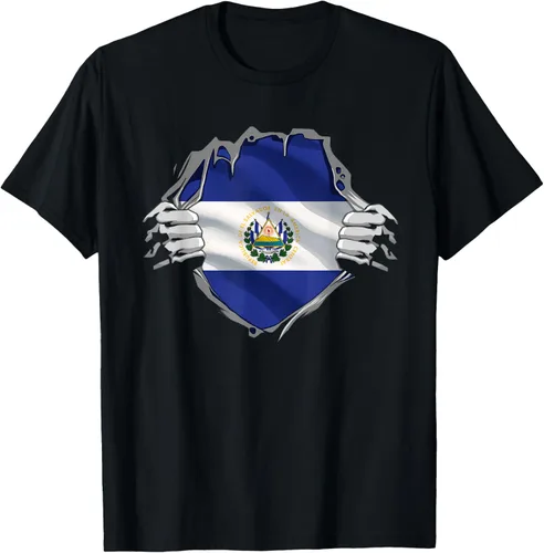 Camiseta El Salvador Bandera Salvadoreña El Salvador Roots Heritage, Negro -