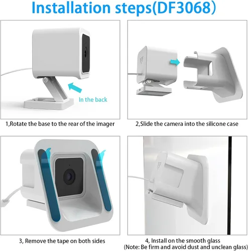 Miniatura 5 de HOLACA Soporte de ventana para Wyze Cam v3/v3 pro/v4, 20 grados de inclinación (arriba/abajo/izquierda/derecha) Soporte de montaje flexible adhesivo