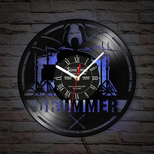 Miniatura 3 de The Geeky Days Reloj de pared con nombre personalizado, 7 colores cambiantes, reloj de pared de vinilo con luz nocturna LED, reloj de pared