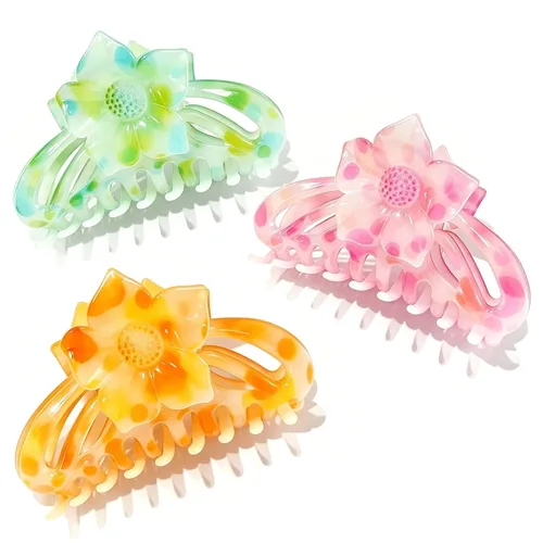 Miniatura 8 de GQLV Pinzas para el cabello – 3 accesorios de peinado lindos para mujeres y niñas, garras medianas antideslizantes para cabello fino, fuerte
