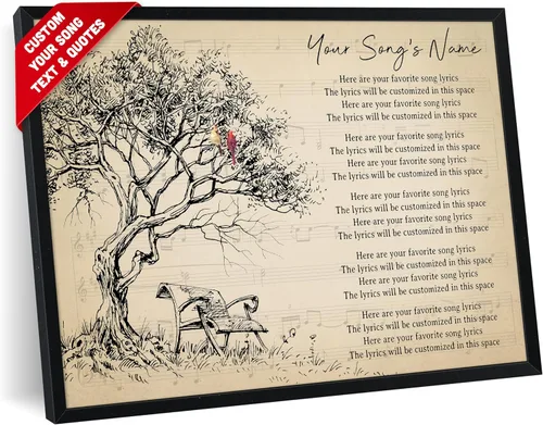 SANTANNA Letras de música personalizadas, impresiones artísticas para decoración de pared (paisajes, pájaros rojos y árbol)