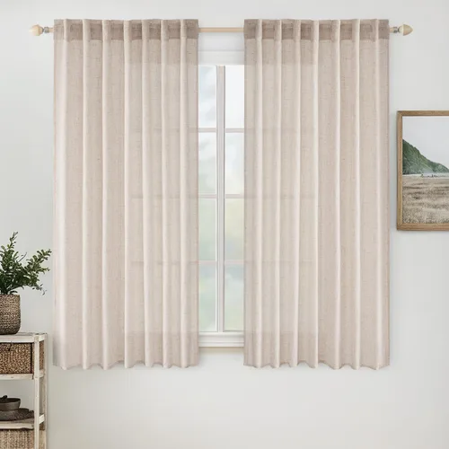 Miniatura 9 de MIULEE Cortinas de lino blanco de 108 pulgadas de largo para dormitorio, sala de estar, cortinas de ventana con textura de lino suave y grueso, Lino