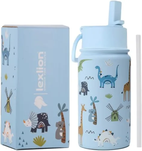Miniatura 14 de Lexlion Botella de Agua con Infusor de Té 32 Oz – Termo de Acero Inoxidable con Triple Pared Aislada, Colador para Hojas Sueltas y Frutas, 3 Tapas a