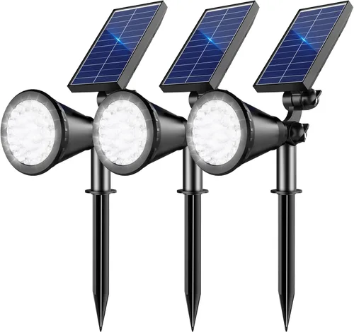 Miniatura 10 de Luces solares para exteriores impermeables, 36 LEDs 1000LM Focos solares ajustables para exteriores, iluminación de paisaje 2 en 1 alimentada por