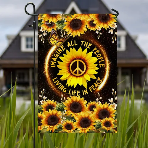 Miniatura 13 de Banderas PSL318F - Bandera hippie de personas que viven la vida en paz PSL318F, bandera de jardín (11.5 x 17.5 pulgadas), banderas de jardín de casa