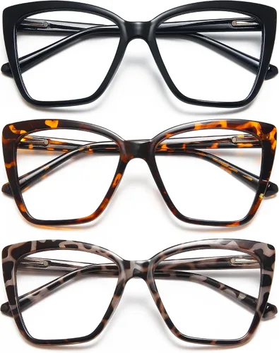 EYEURL Oversized Cat Eye Reading Glasses for Women Blue Light Computer Readers Spring Hinge Fashion Large Eyewear