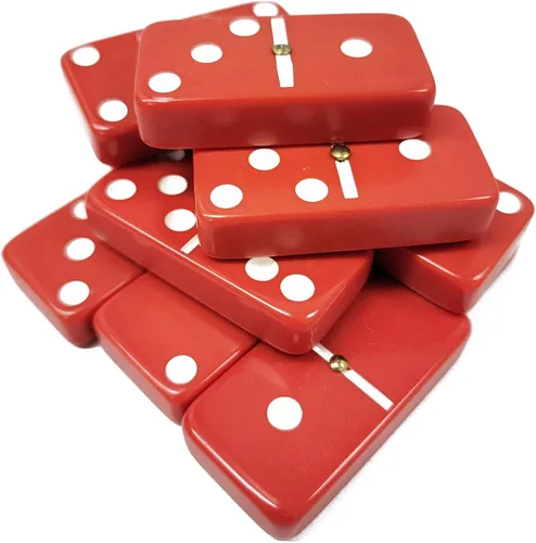 Miniatura 3 de Marion & Co. Dominó Doble Seis 6 Azulejos Rojos Jumbo Tamaño de Torneo Profesional con Giradores en Elegante Bolsa de Terciopelo Negro