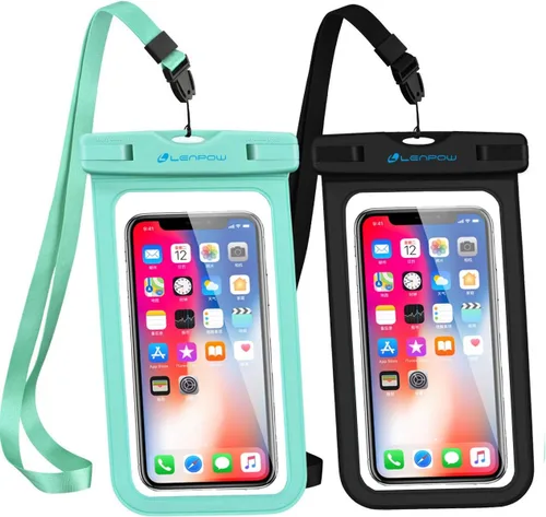 Funda impermeable para teléfono, paquete de 2 bolsas impermeables IPX8 con cordón, bolsa transparente universal para iPhone 17 16 15 14 13 12 Pro