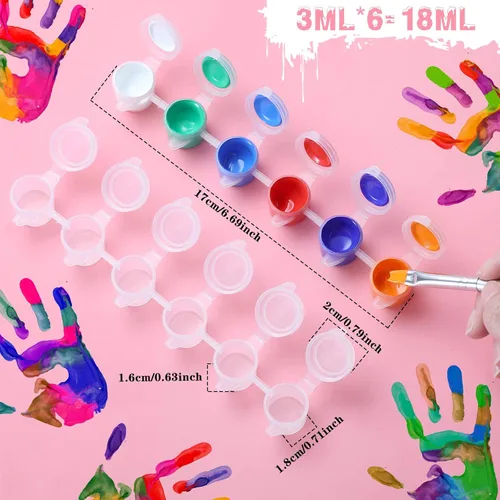 Miniatura 2 de Patelai 100 tiras, 600 macetas vacías con tapas, mini contenedores de almacenamiento de pintura de plástico, suministros de manualidades para aulas