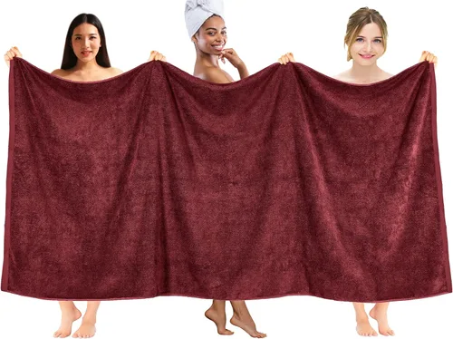 Miniatura 244 de DAN RIVER Paquete de 2 sábanas de baño de 35x70 pulgadas, sábanas de baño jumbo acanaladas para adultos, toallas grandes gruesas y absorbentes