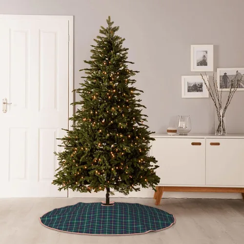 Miniatura 8 de Falda de árbol de Navidad de 30 pulgadas, falda de árbol de Navidad de lino de tartán de clan Inglis para fiesta de vacaciones, decoración de árbol